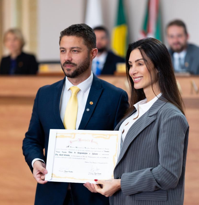 Nutricionista homenageada na Camara Municipal de Vereadores de Curitiba